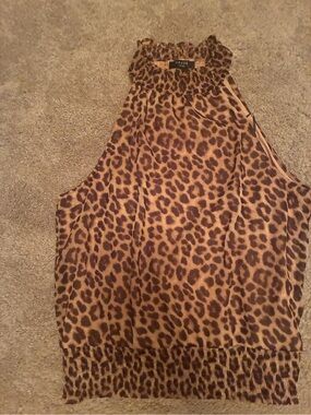 Have Leopard Print Smocked Halter Tank Top - Brown and Black